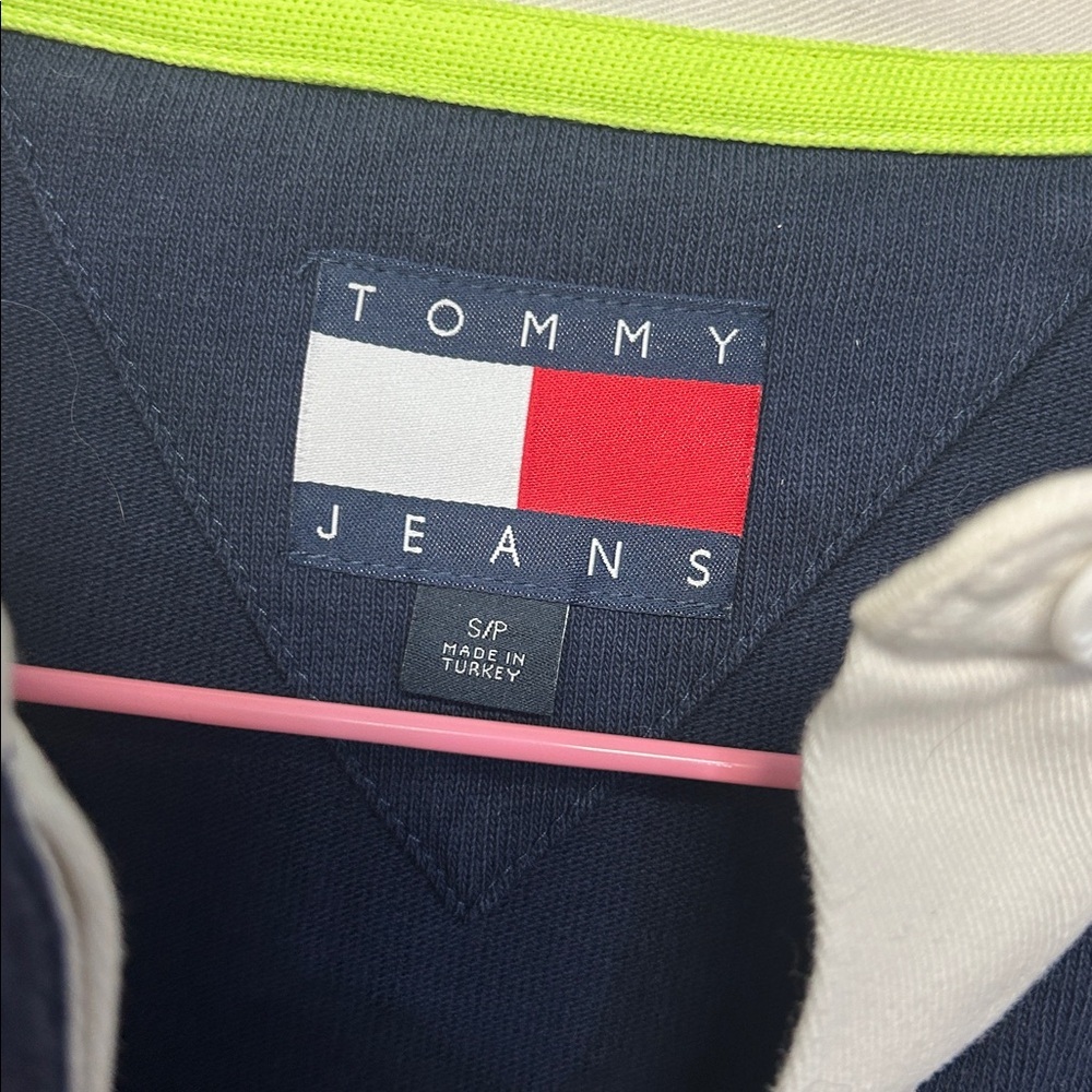 Tommy Hilfiger Navy White Red Rugby-Style Long Sleeve Polo - Picture 4 of 5